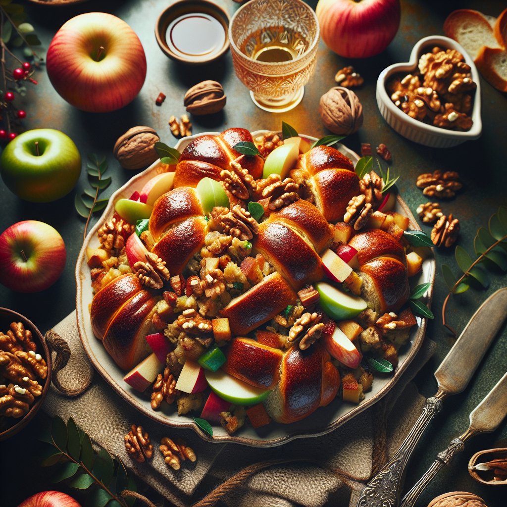 Savory-Sweet Challah Apple Walnut Stuffing for the Holidays